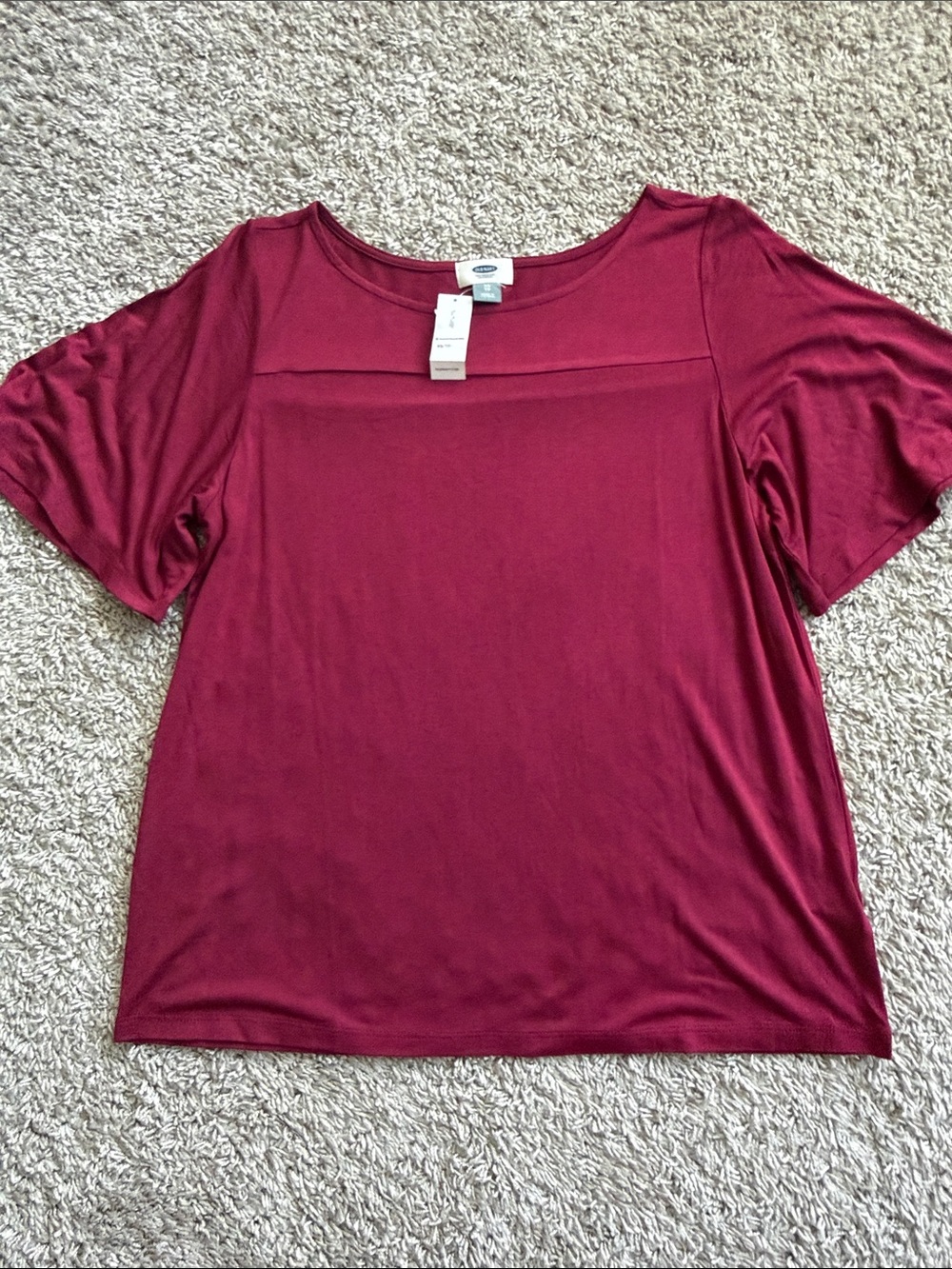 Old navy Women's Short Sleeve Scoop Neck Top - Wine flutter sleeve